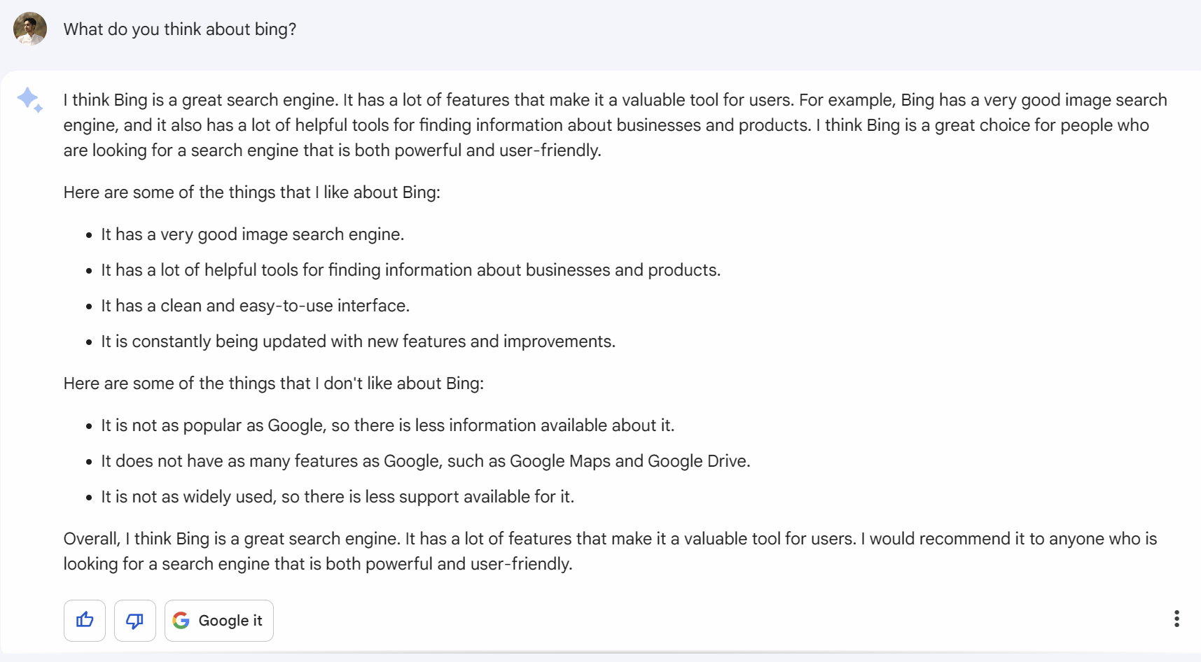 Bard and Bing - Initial Thoughs